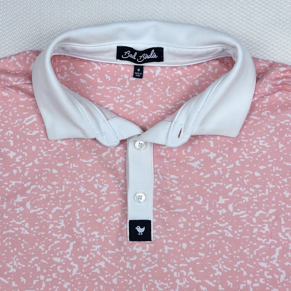 Bad Birdie Shirt Mens Medium Sherbert Graphic Golf Polo Short Sleeve Performance